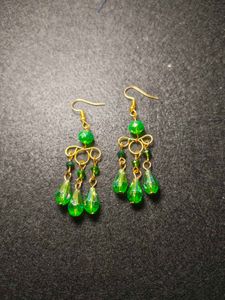 Green Beaded Earrings
