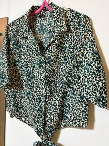 Chic Printed Tie-Front Blouse