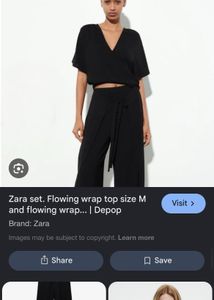 Zara Black Wrap V-Neck Top