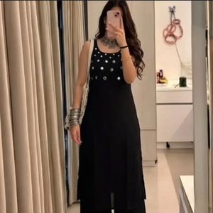Black Kurta with Mirror Work