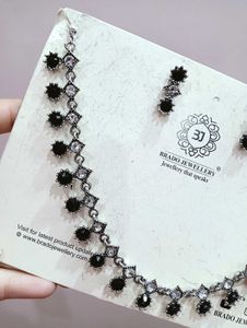 Black Stone Necklace &amp; Earring Set