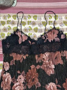 Floral Lace Trim Cami Top