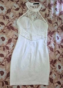 Elegant White Lace Halter Dress