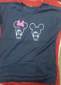 Cute Navy Blue T-Shirt with Cartoon Print