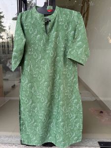 Green Leaf Print Kurta