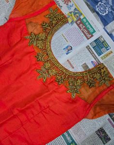Embellished Orange Ethnic Work Gown with pant.
