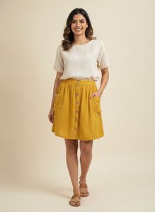 Mustard Yellow Button-Up Skirt