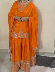 Stunning Orange Kurta sharara Set with Dupatta