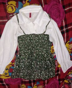 Chic Floral Smocked Dress with White Top Attached