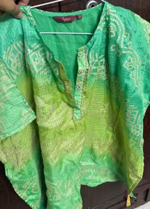 Green Ombre Dupatta with Print