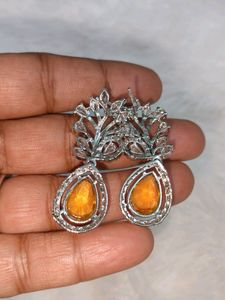American Diamond Yellow Earrings