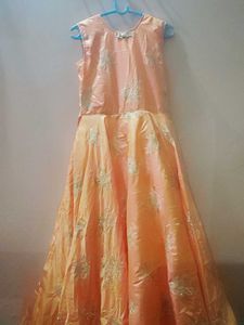 Peach Colour Multilayered Gown For Girls.