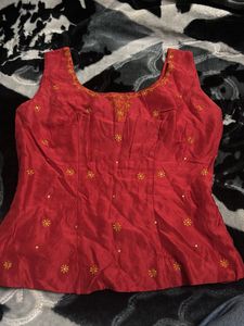 Red Embroidered Blouse