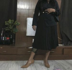 Korean Black Skirt Attached Blazer Dress