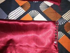 Maroon Satin Fabric with Mirror Work