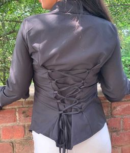Corset Back Long Sleeve Top