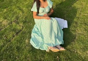 Gingham Check Maxi Dress