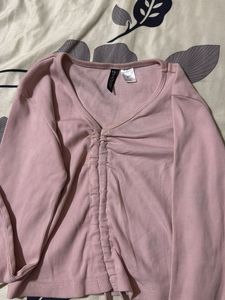 Pink Ruched Long Sleeve Top