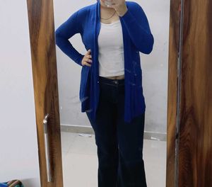 Blue Open-Front Cardigan