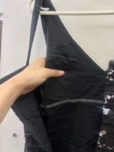 Sparkly Black V-Neck Party Dress