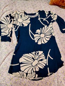 Navy Blue Floral Print Top