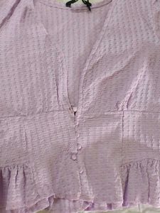 Shein Lilac Ruffle Hem Top