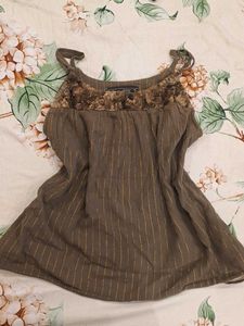 Chic Embellished Olive Strap Top