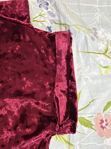 Crushed Velvet V-Neck Top