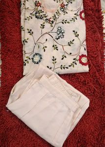 Embroidered Kaftan Kurta with Pants Set
