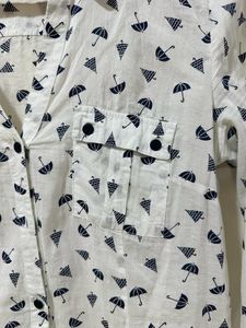 MANGO Casual White Printed Button-Up Shirt