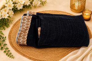 Elegant Navy Blue Saree with Intricate Border