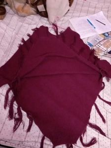 Burgundy Poncho with Sequin Detail