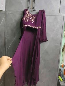 Embroidered Purple Kurta Set