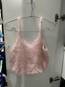 Pink Fuzzy Crop Tank Top