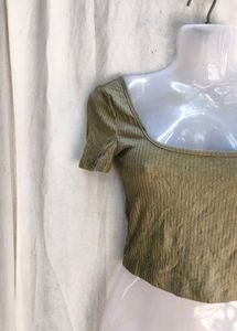 Ribbed Square Neck Cropped Top