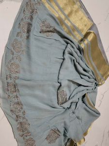 Elegant Saree with Golden Accents