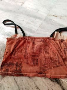 PrettyLittleThing Sheer Print Crop Top