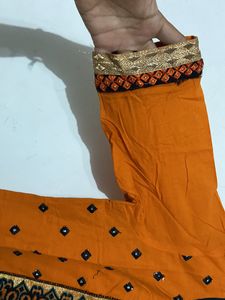 Vibrant Orange Embroidered dhoti Kurti