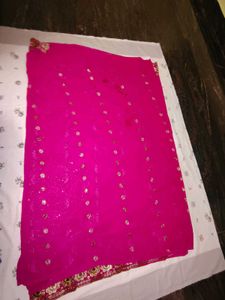 Gorgeous Rani Pink Embroidered Saree🤩