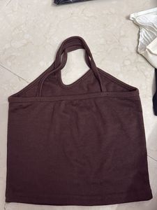 Brown Ribbed Tank Top