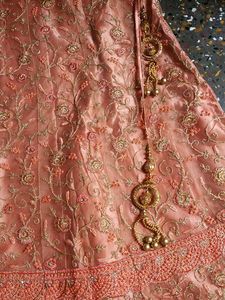 Bridal Peach Embroidered Lehenga Choli