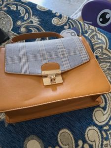 Chic Plaid &amp; Tan Shoulder Bag