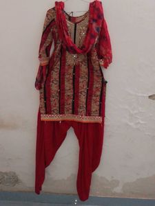 Red & Gold Embellished Salwar Kameez