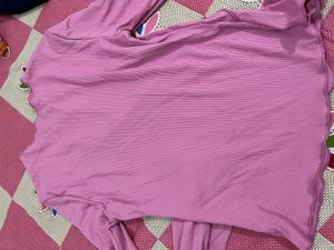 Pink Ribbed Long Sleeve Top