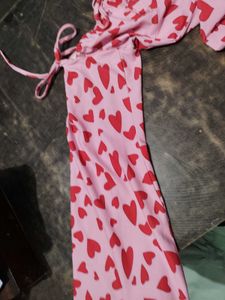 Cute Pink Heart Print Dress