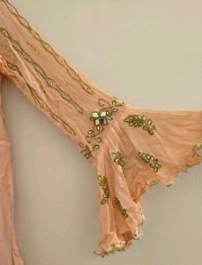 ✨ Peach Embellished Party Kurti( suit)