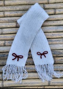 Pinteresty Beautiful Knit Scarf with Bow Accents