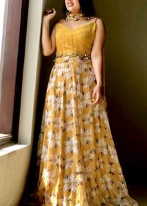 Designer Yellow Floral Lehenga Set