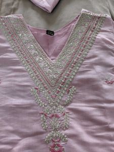 Beautiful Pink Kurta Set with Floral Dupatta