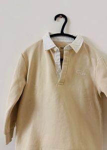 Kids Beige Long Sleeve Polo Shirt